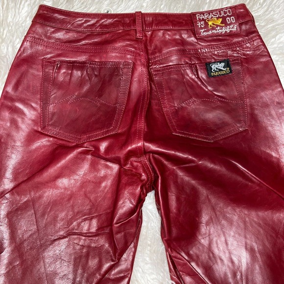 Vintage Parasuco Womens Leather Pants Parasuco Jeans Burgundy - Picture 6 of 8